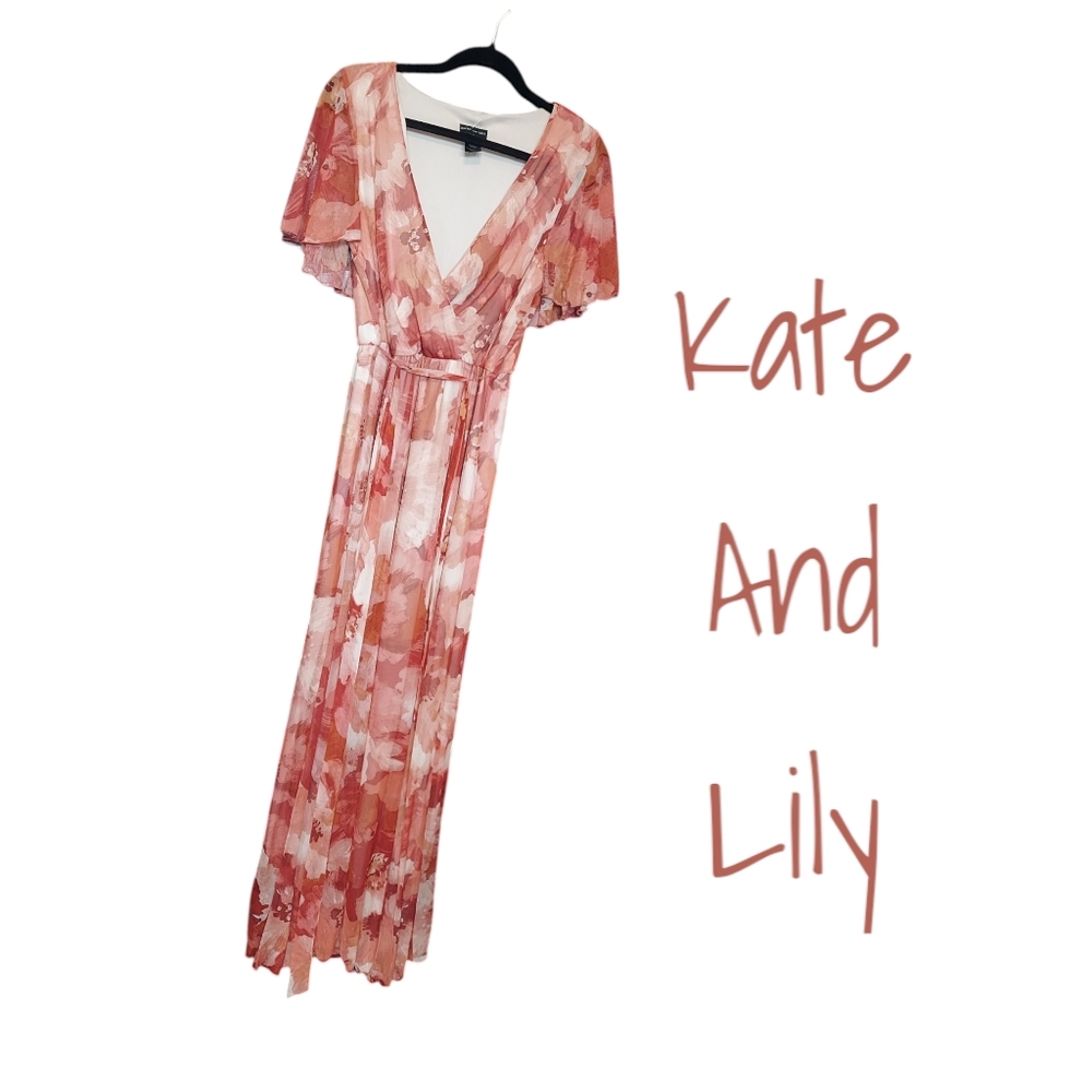 Kate & Lily dress Pink floral maxi womens size 8